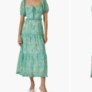 ASTR Floral Bustier Bodice Tiered Midi Dress NWOT